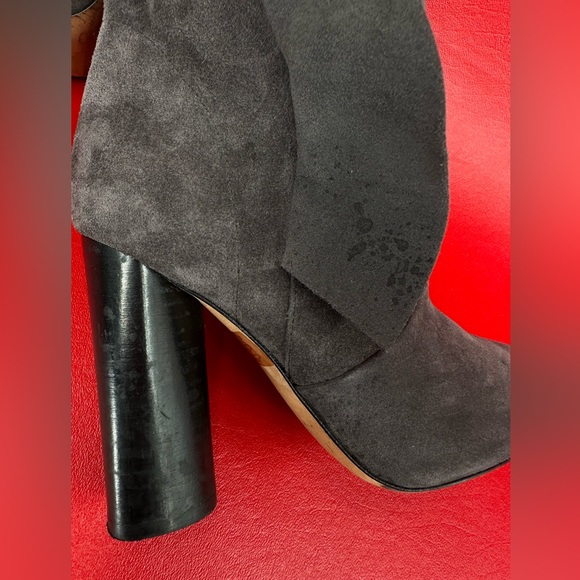 IRO Cidravol gray suede ruffle trimmed knee boots size 37 - Picture 9 of 15